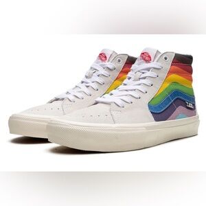 Vans Limited Edition Skate Sk8-Hi High Top Sneakers with Rainbow Side Panels